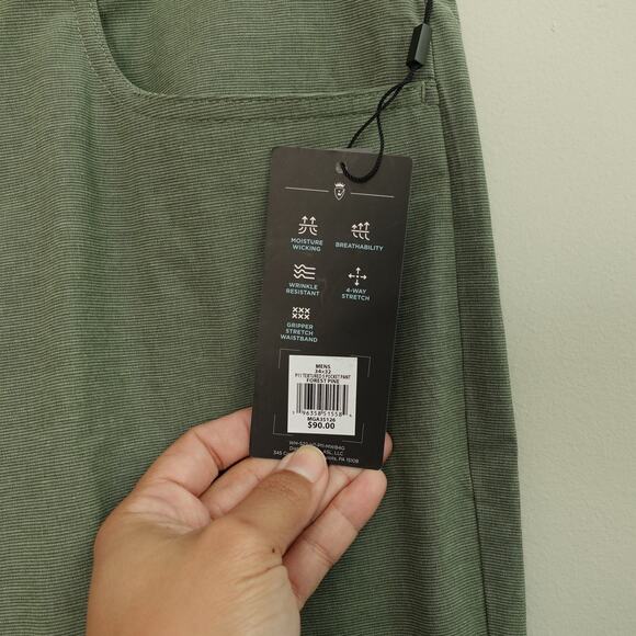 NWT Walter Hagen Mens P11 Textured 5 Pocket Golf Pants Forest Pine Size 34x32 - Picture 3 of 7